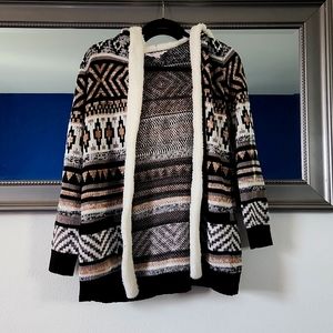 Hooded cardigan sweater